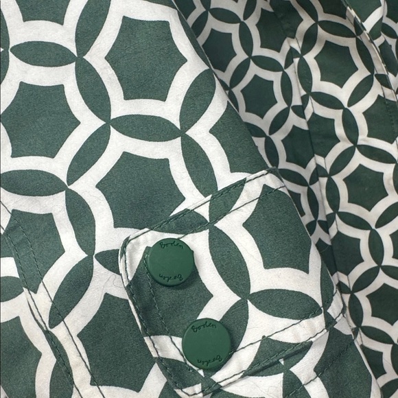 Boden Suki Waterproof green and white geometric patterned hooded XL jacket - Picture 6 of 8